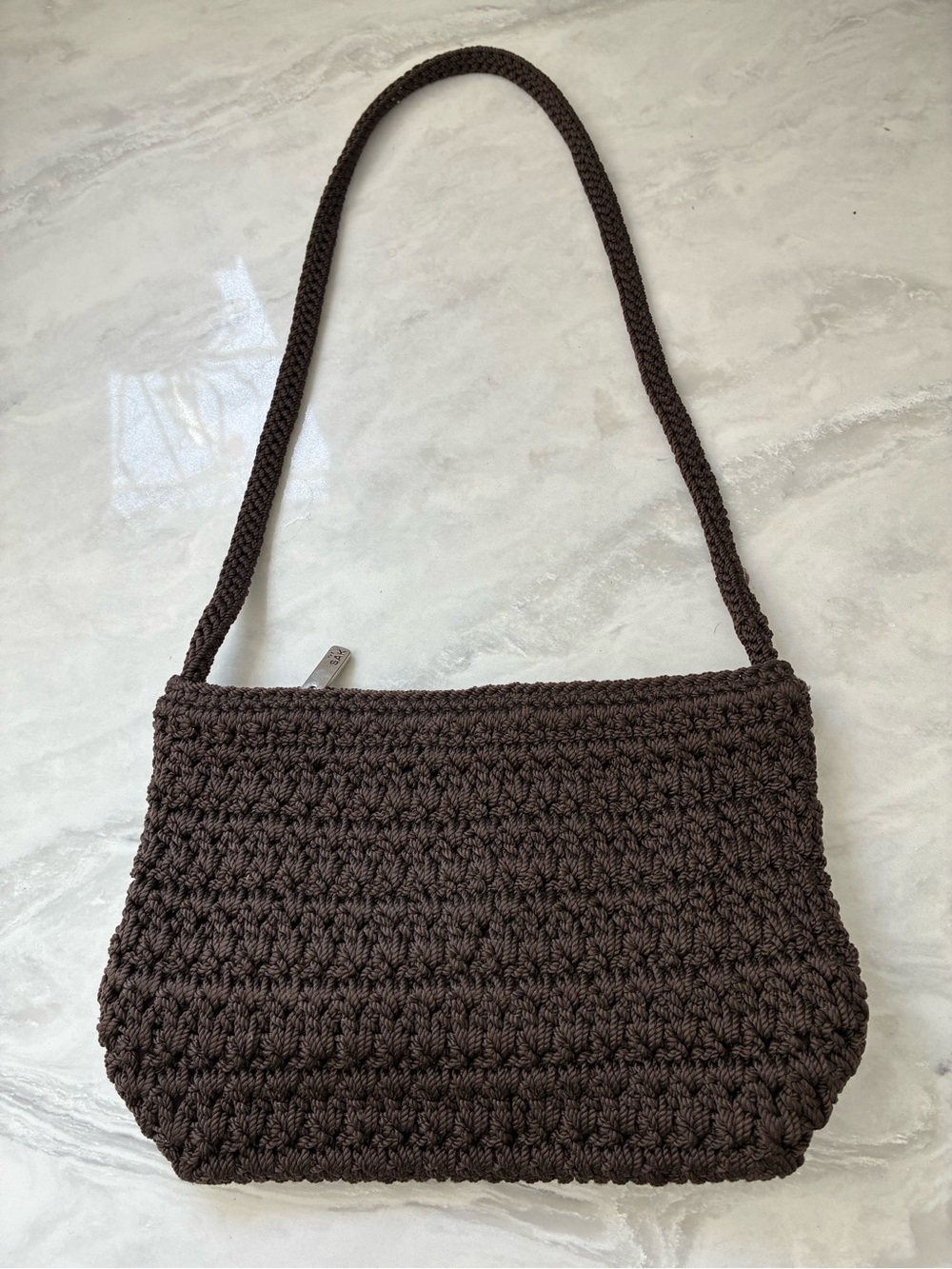 The Sak Chocolate Brown Handcrafted Crochet Shoulder Bag